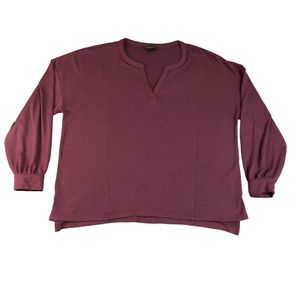 Banana Republic Blouse Women Medium Red Shirt Preppy V Neck Pullover Long Sleeve